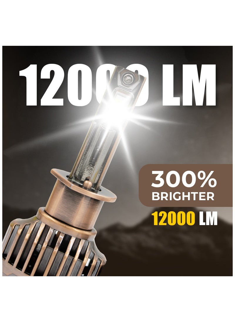 Toby's LX60-H1 120Watt/Pair Power Original Tested LED Headlight Assembly 12000 Lumens Pair Bright Color With Temperature (6500K)