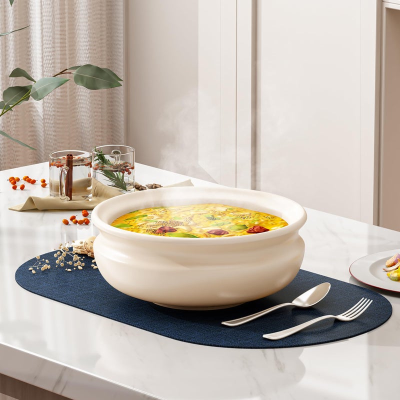 DOLOPL Oval Faux Leather Placemats Set of 6, Reversible Waterproof Heat Resistant & Wipeable Table Placemats, Washable Dining Table Mats for Kitchen Table,Everyday Dining,Gatherings,Parties(Navy Blue) - Image 4