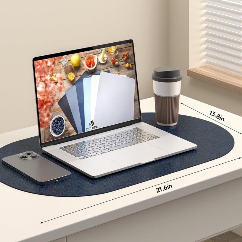 DOLOPL Oval Faux Leather Placemats Set of 6, Reversible Waterproof Heat Resistant & Wipeable Table Placemats, Washable Dining Table Mats for Kitchen Table,Everyday Dining,Gatherings,Parties(Navy Blue) - Image 5