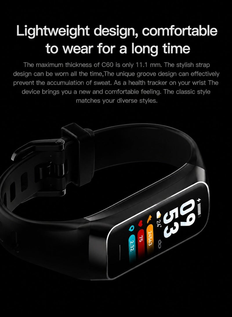 LIGE AMOLED Color Screen Sport Fitness Tracker Bracelet for Men Waterproof  Lightweight Smart Band Body Temperature Heart Rate Monitor Exercise Tracking Black - Image 4