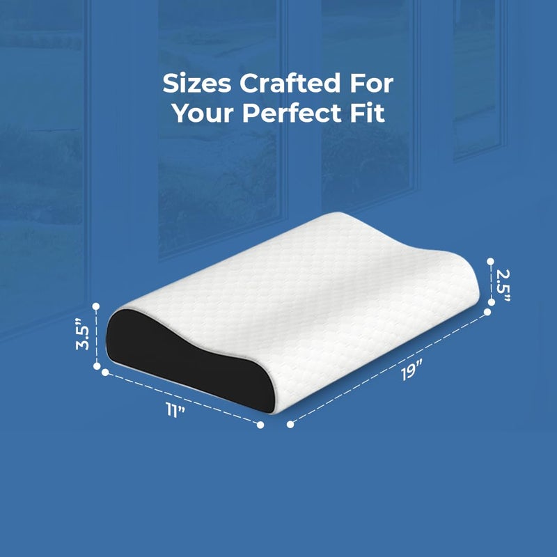 CareFoam وسادة عنق ميموري فوم من كير فوم | ضمان 2 سنوات | تخفيف آلام النوم، تحسين وضع العمود الفقري، تخفيف آلام الرقبة | كوين 19 × 11 × 3.5 إنش | غلاف جاكار أبيض | عبوة من 1 - Image 5