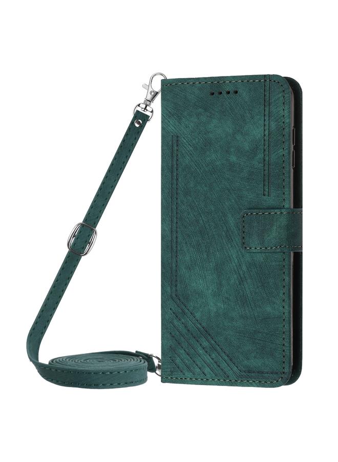 اس-توب جراب لهاتف Motorola Edge 40 Neo مصنوع من الجلد بتصميم مخطط مع حبل تعليق - Image 2