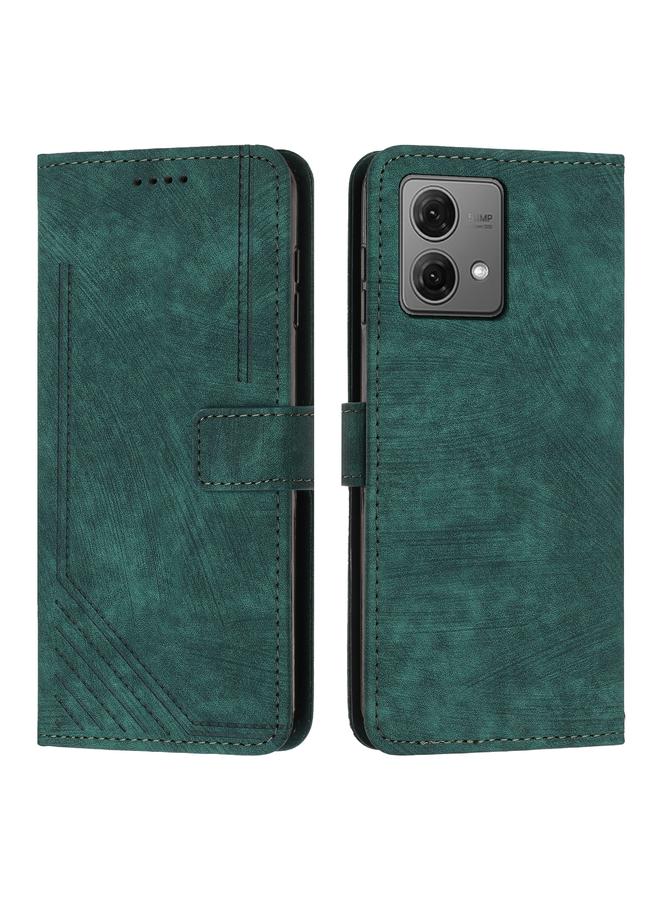 اس-توب جراب لهاتف Motorola Edge 40 Neo مصنوع من الجلد بتصميم مخطط مع حبل تعليق - Image 1