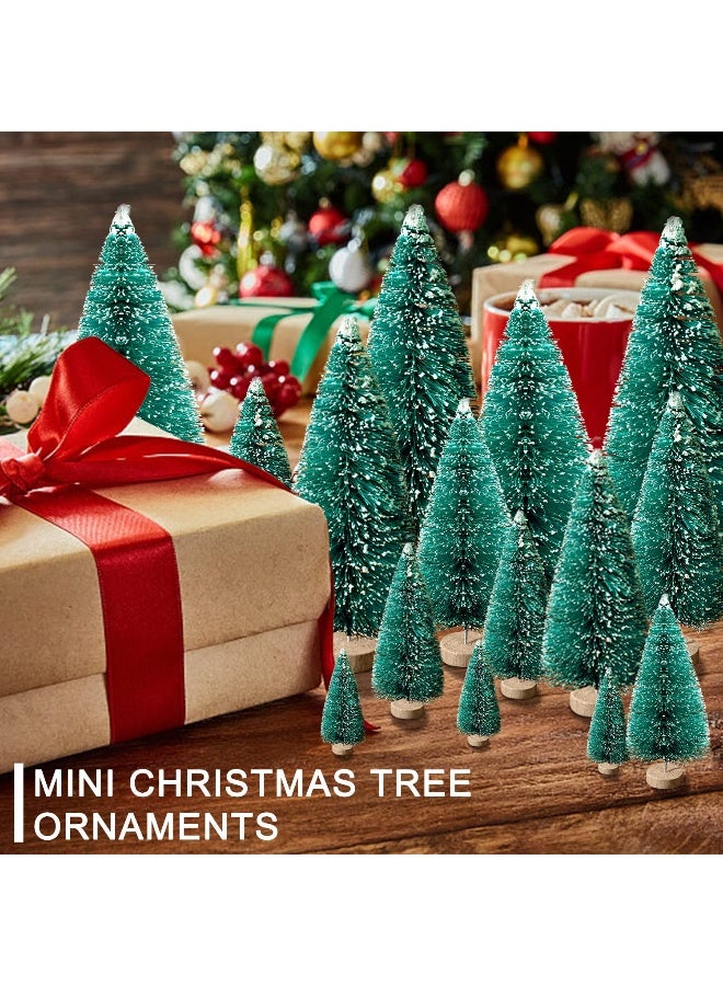 Hatisan 30 قطعة من أشجار عيد الميلاد الصغيرة - أشجار عيد الميلاد الاصطناعية بأشجار فرش الزجاجات، أشجار الثلج من السيزال مع قاعدة خشبية لتزيين عيد الميلاد، حفلات، ديكور منزلي، زينة حرفية (أخضر) - Image 2