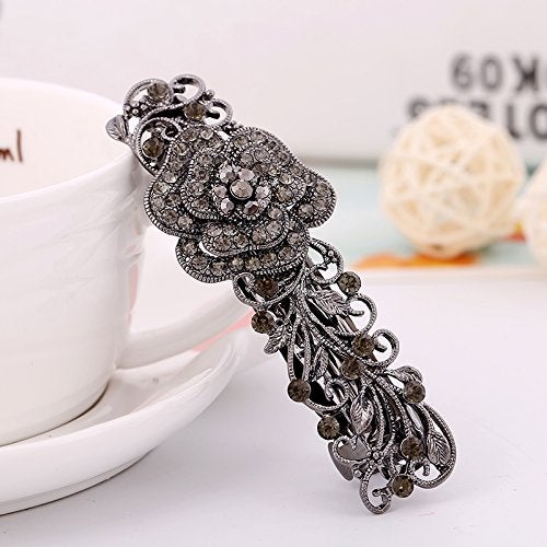 IPINK Gray Tone Metal French Clip Flower Design Hair Clip Barrette - Image 4