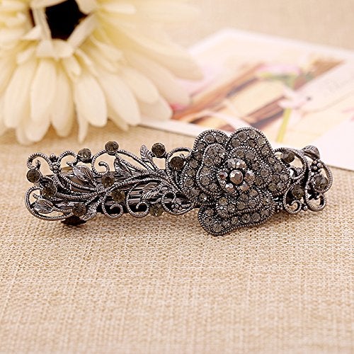 IPINK Gray Tone Metal French Clip Flower Design Hair Clip Barrette - Image 2