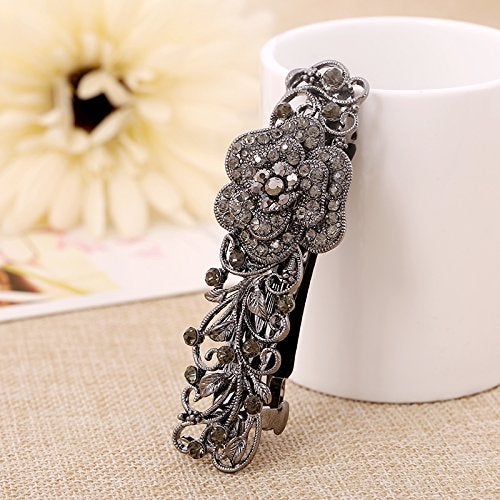 IPINK Gray Tone Metal French Clip Flower Design Hair Clip Barrette - Image 3