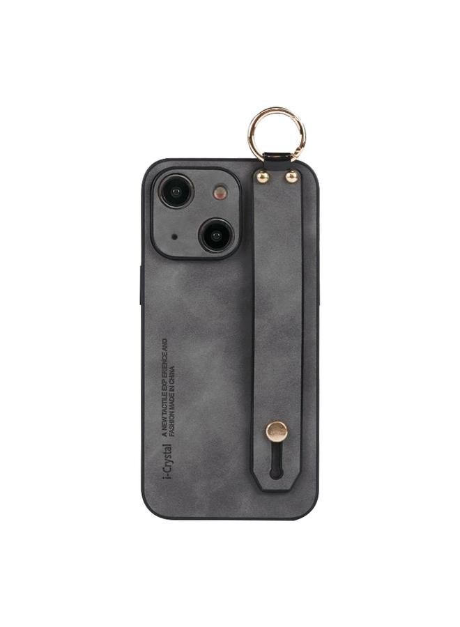 اس-توب جراب هاتف iPhone 15 Plus مصنوع من جلد الحمل مع حامل سوار المعصم - Image 1