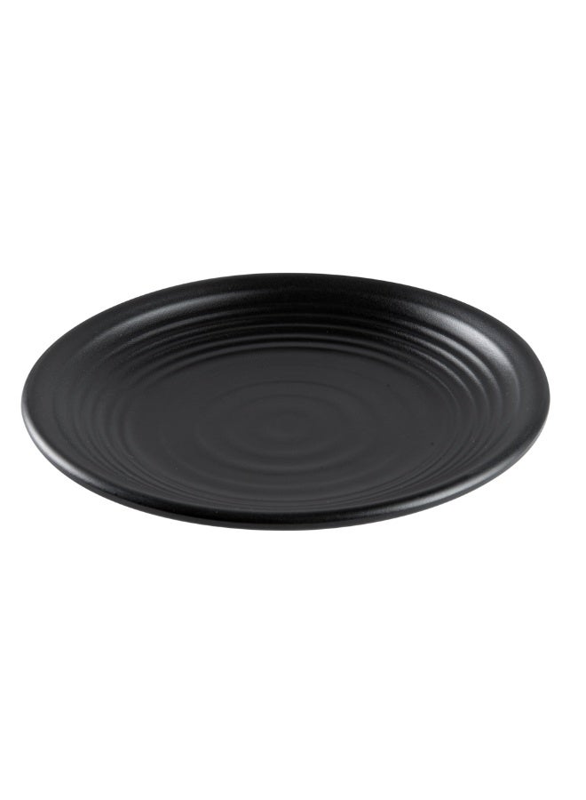 Restaurantware أطباق تقديم فوغو 8 × 8 بوصة، 10 أطباق عشاء دائرية - متميزة، تحاكي مظهر الحجر الأسود، أطباق تقديم من الميلامين الأسود، تقدم الطعام الساخن أو البارد، لجميع المناسبات - Image 1