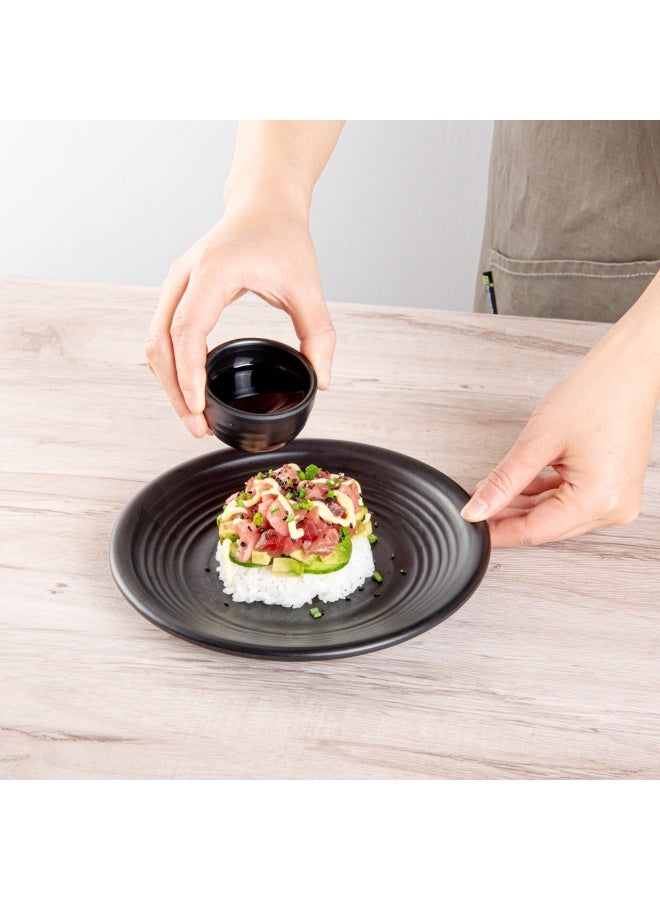 Restaurantware أطباق تقديم فوغو 8 × 8 بوصة، 10 أطباق عشاء دائرية - متميزة، تحاكي مظهر الحجر الأسود، أطباق تقديم من الميلامين الأسود، تقدم الطعام الساخن أو البارد، لجميع المناسبات - Image 4