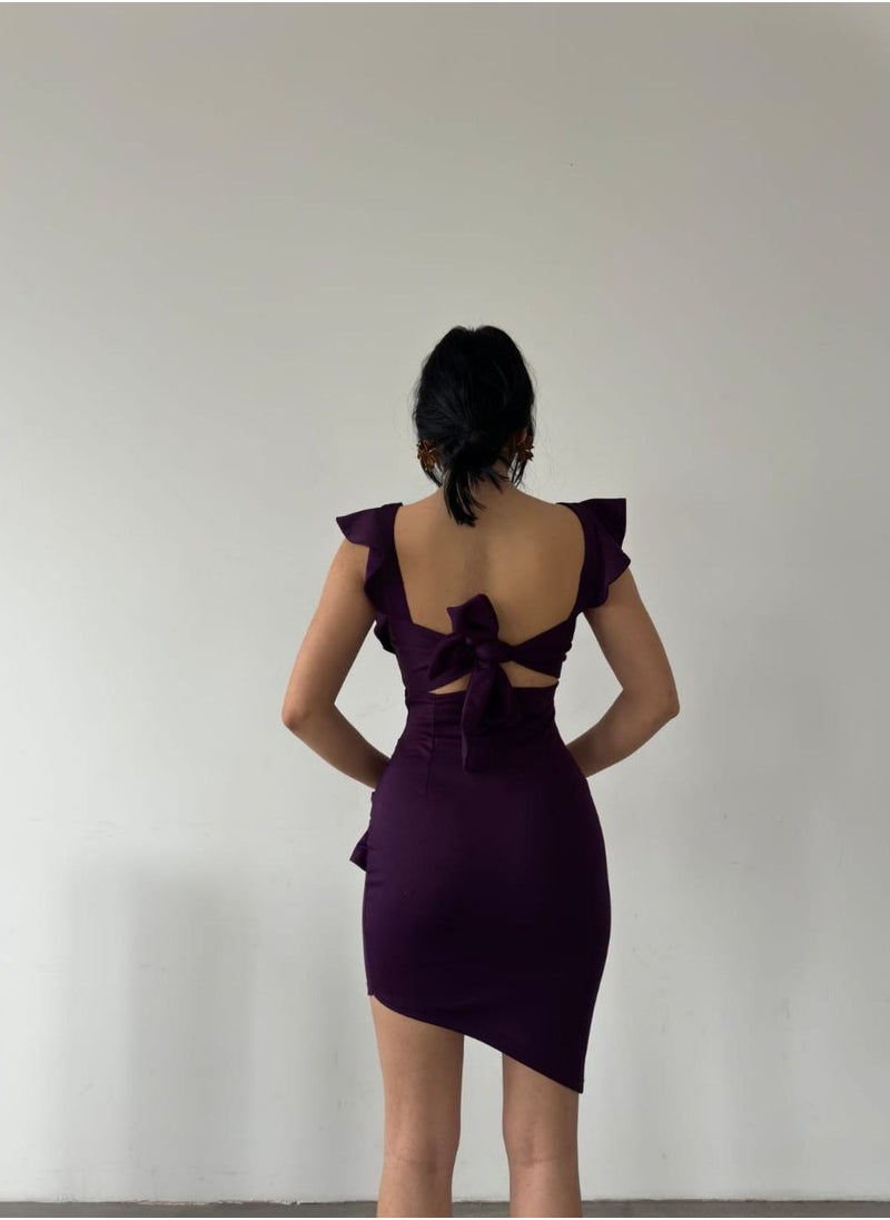 JOY - Bodycon backless mini dress - Deep Purple - Image 1