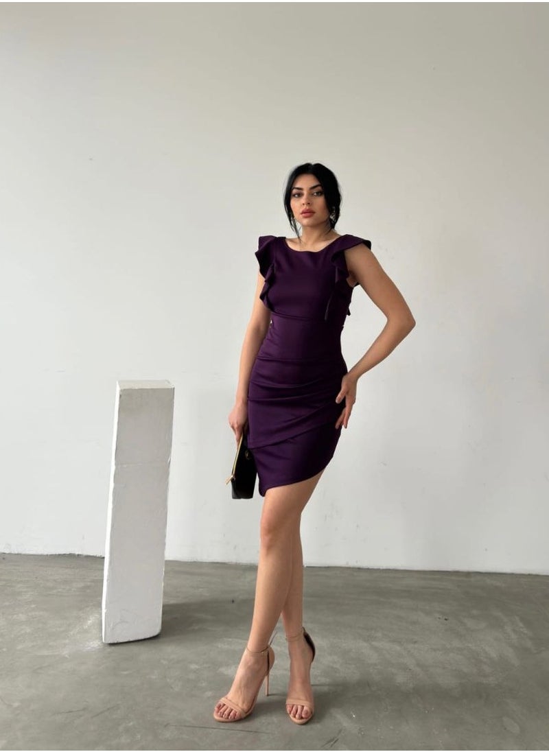 JOY - Bodycon backless mini dress - Deep Purple - Image 1