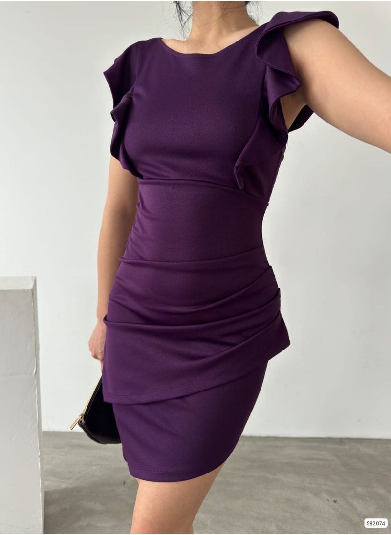 JOY - Bodycon backless mini dress - Deep Purple - Image 1
