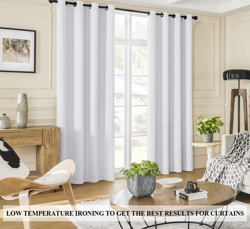 Rutterllow 100% Blackout Curtain Panels  80 inches 2 Panel Sets  Heat and Full Light Blocking Drapes with Grommets for Bedroom  Thermal Insulated Window Treatment Drapes for Nursery (Greyish White  52Wx80L) - Image 4