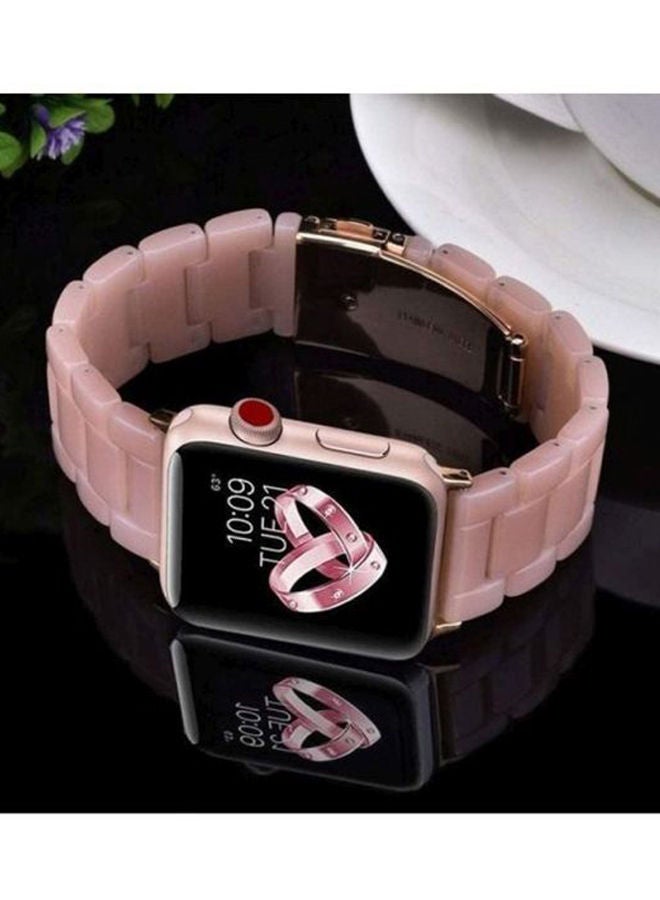 NIBEMINENT Marble Resin Bracelet Band For Apple Watch SE Series 42/44mm Pink - Image 3