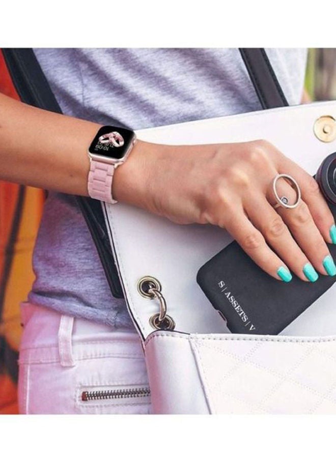 NIBEMINENT Marble Resin Bracelet Band For Apple Watch SE Series 42/44mm Pink - Image 4