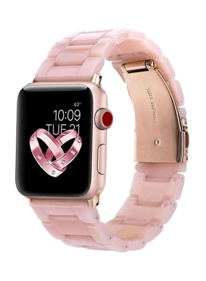 NIBEMINENT Marble Resin Bracelet Band For Apple Watch SE Series 42/44mm Pink - Image 1