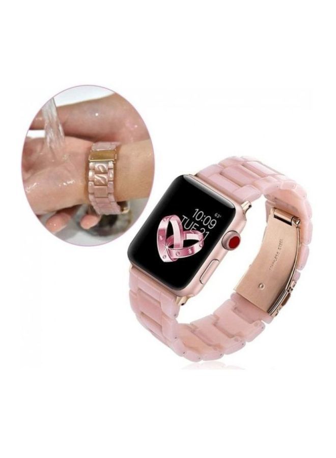 NIBEMINENT Marble Resin Bracelet Band For Apple Watch SE Series 42/44mm Pink - Image 2