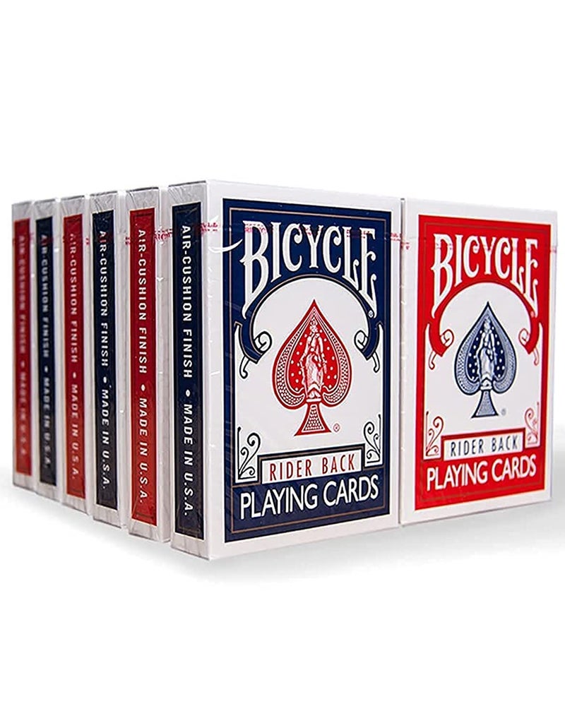 Bicycle Rider Back Standard Index Playing Cards, 12 Pack Bulk Set, Classic Poker Size Decks of Cards for Poker, Blackjack, Rummy, and Family Card Games, Red & Blue Backs - Image 1