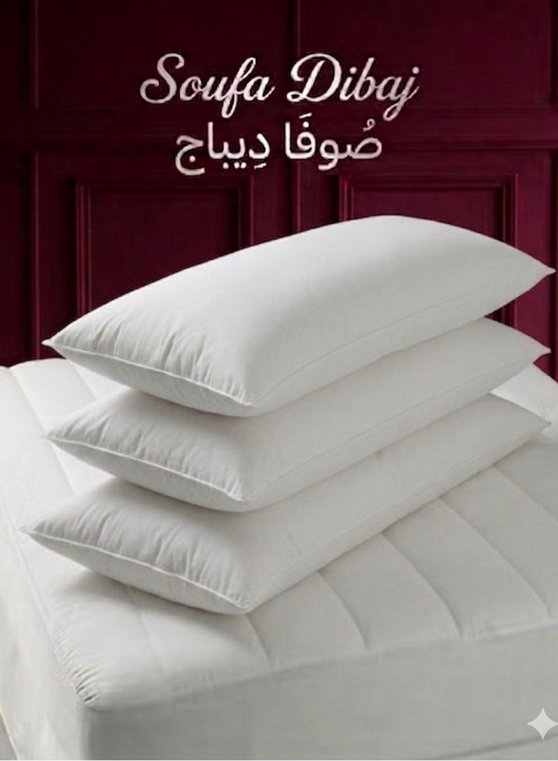 صوفة ديباج 3 قطع | مخده نوم طويلة سادة من مايكروفايبر - أبيض 150x50سم - Image 1