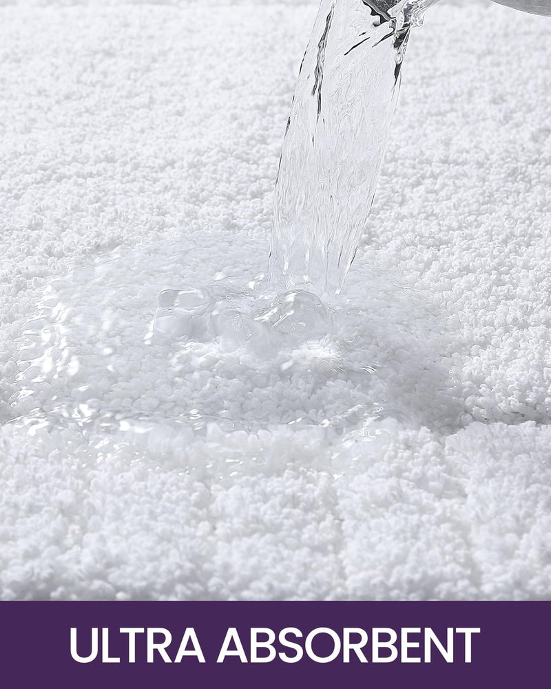 DEXI Bathroom Rugs 24""x43""  Non Slip Bath Mats for Bathroom Floor  Ultra Soft and Absorbent Bath Rug Shower Carpet  Machine Washable  White - Image 3