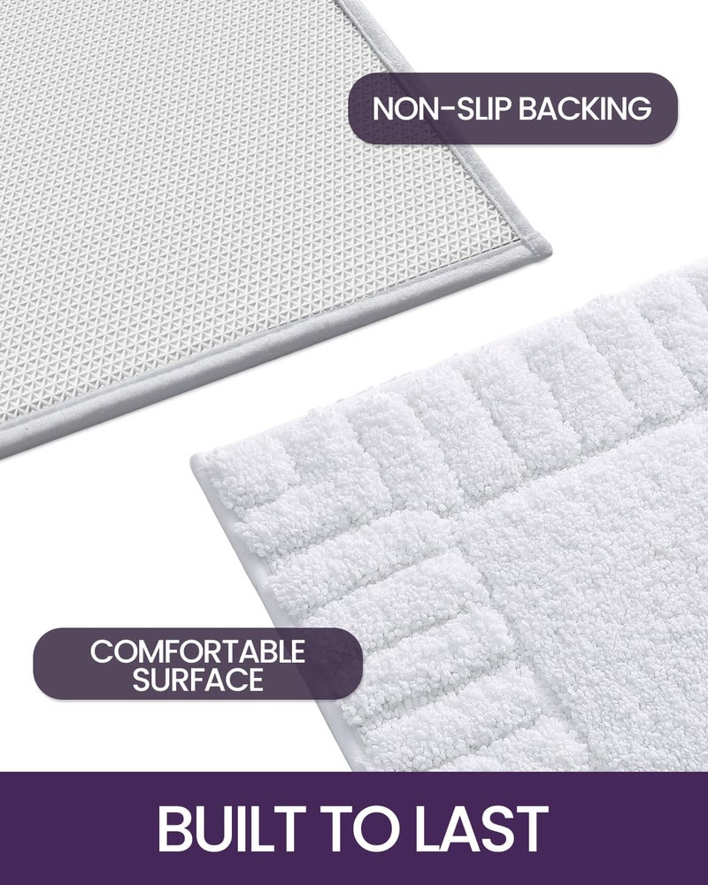 DEXI Bathroom Rugs 24""x43""  Non Slip Bath Mats for Bathroom Floor  Ultra Soft and Absorbent Bath Rug Shower Carpet  Machine Washable  White - Image 4