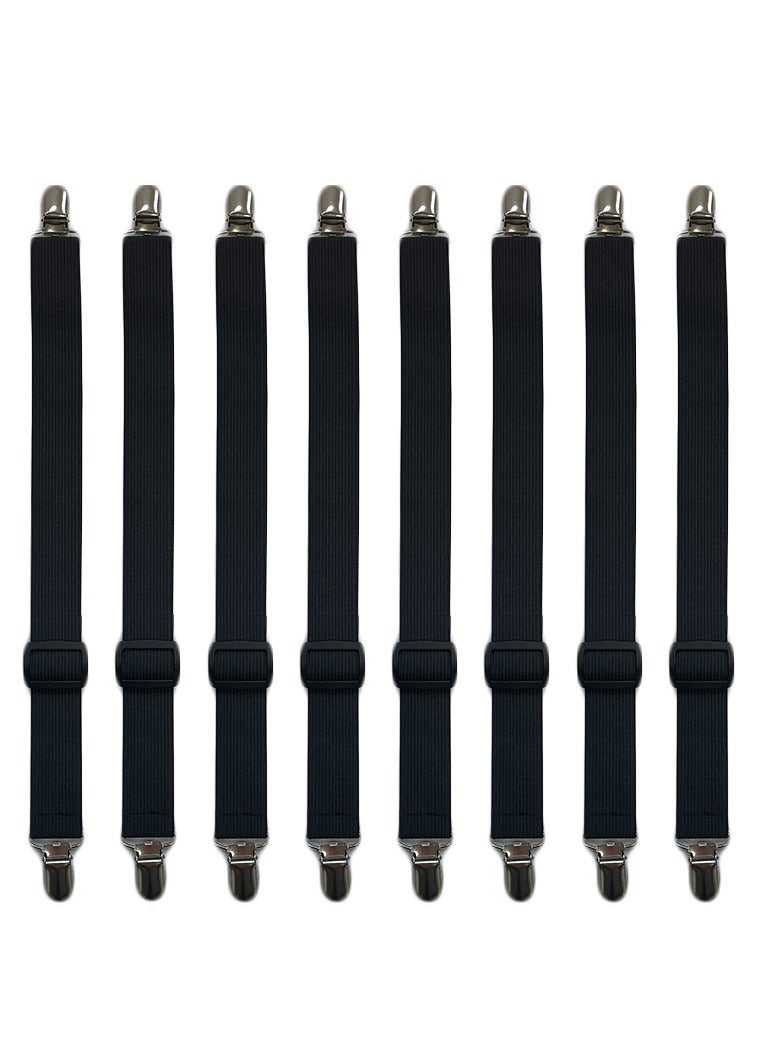 8Pcs Adjustable Bed Sheet Straps Clips, Holder Adjustable Mattress Clips for Home, Grippers to Hold Sheet(Black) - Image 1