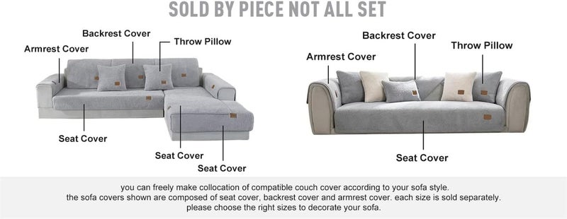 LINGKY Velvet Sofa Cover - Grey - Image 5