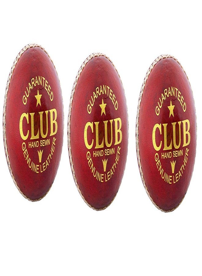 VIBCO Club 4pc Cricket Leather Ball (Red){Pack of 3} - Image 2