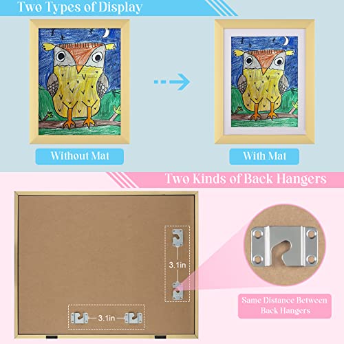 GULETHUN [2Pack] Kids Art Frames, 11x14 Front Opening Kids Artwork Frames Changeable, Gold Artwork Display Storage Frame for Wall, Holds 50 Pcs, for 3D Picture, Crafts, Children Drawing, Hanging Art, Portfolio - Image 4