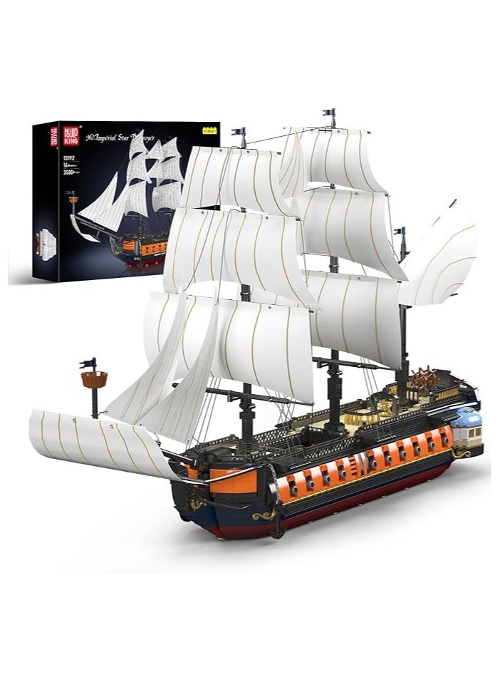 mould king 3580 pieces large sailboat building model, building Pirate Ship kit,Explorer Pirate Ship building set toys, Building Playset for Kids who Love Pirates and Model Ships， birthdays and children's festival gifts ,pirate ship building Display collection，Mould King 13192 - Image 1