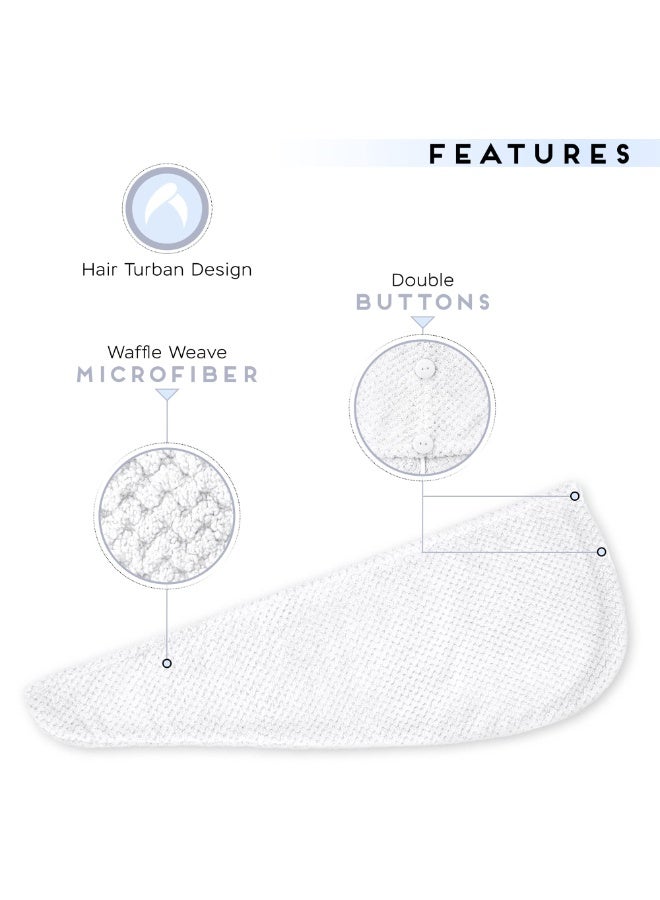 2 Pack Microfiber Hair Towel Wrap for Women, Anti Frizz Quick Drying Hair Turban for All Hair Style, Absorbent and Lightweight (Bright White) - Image 3