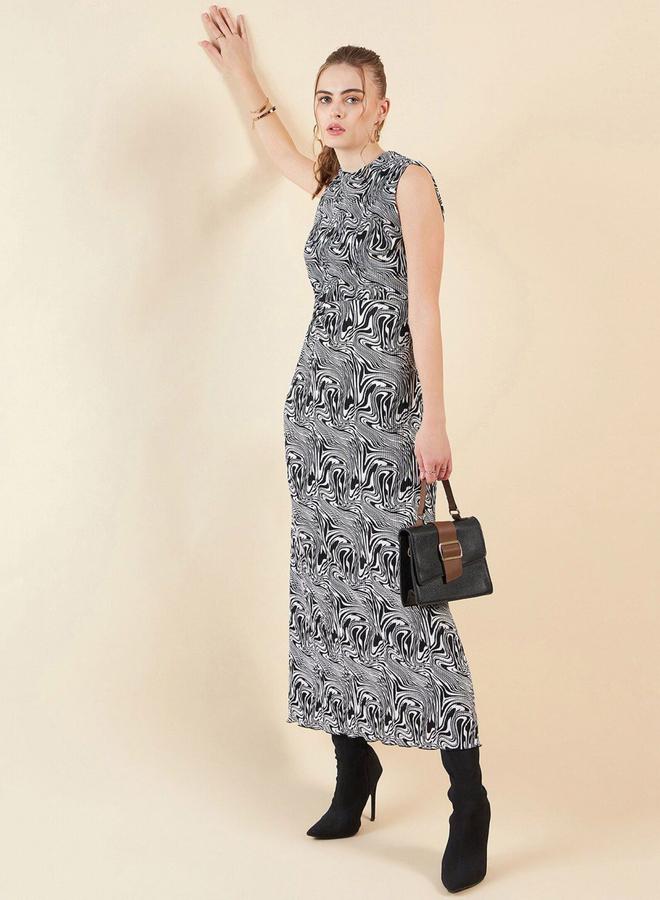 Freehand Women Black Marble Print Maxi Dress - Image 1