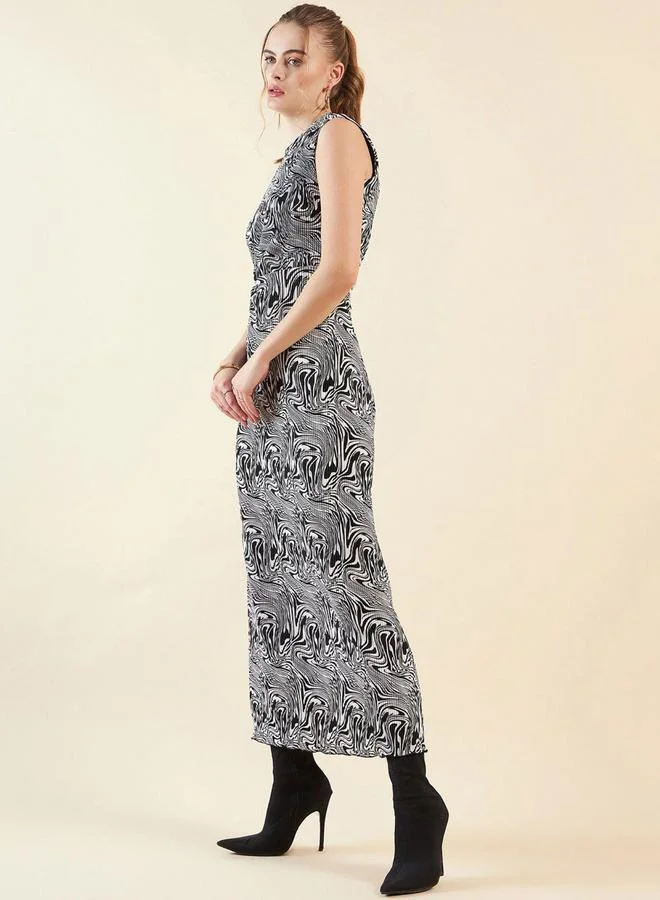 Freehand Freehand Women Black Marble Print Maxi Dress