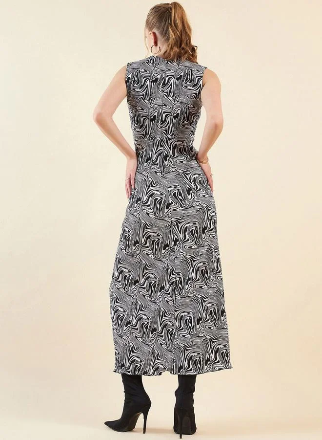 Freehand Freehand Women Black Marble Print Maxi Dress