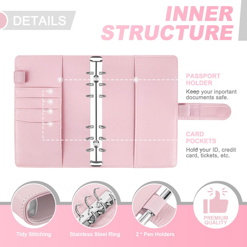 Onlyesh Budget Binder, Budget Binder with Zipper Envelopes, Cash Envelopes for Budgeting, Money Organizer for Cash, 28Pcs Budget Binder with Cash Envelopes(Pink) - Image 3