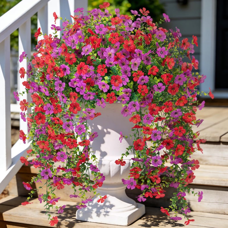 Hrobek Fake Artificial Hanging Flowers for Outdoors Decoration, 2 PCS Faux UV Resistant Artificial Outdoor Flowers, Fake Plants Look Real Daisy No Fade Spring Decor for Porch Home Patio Balcony and Yard - Image 1