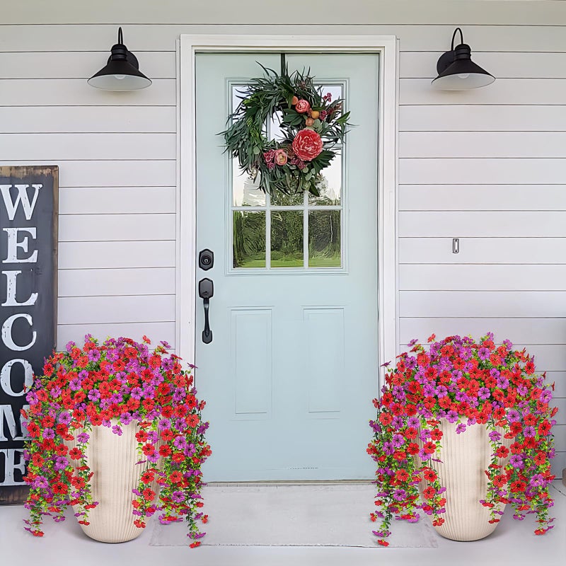 Hrobek Fake Artificial Hanging Flowers for Outdoors Decoration, 2 PCS Faux UV Resistant Artificial Outdoor Flowers, Fake Plants Look Real Daisy No Fade Spring Decor for Porch Home Patio Balcony and Yard - Image 3