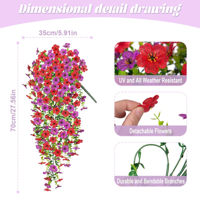 Hrobek Fake Artificial Hanging Flowers for Outdoors Decoration, 2 PCS Faux UV Resistant Artificial Outdoor Flowers, Fake Plants Look Real Daisy No Fade Spring Decor for Porch Home Patio Balcony and Yard - Image 2