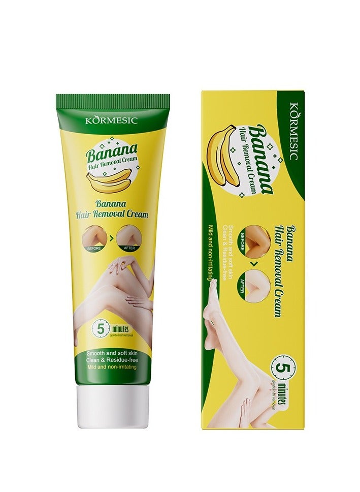 Kormesic كريم إزالة الشعر الموز 100g كريم إزالة الشعر اللطيف غير مؤلم وطويل الأمد بشرة ناعمة - Image 1
