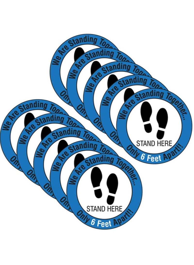 SYOSI SYOSI Social Distancing Floor Decals Safety Floor Sign Marker Stand Here Floor Sticker for Grocery Store School, 10PCS/Set 12” /30cm  - Image 1