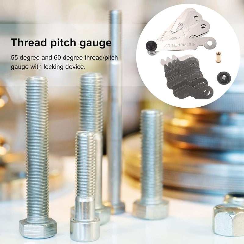 مقياس خطوة الخيوط القابل للطي من الفولاذ المقاوم للصدأ - أداة قياس متري وإمبراطوري - Image 5