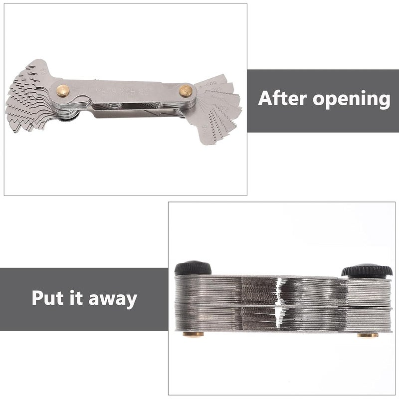 مقياس خطوة الخيوط القابل للطي من الفولاذ المقاوم للصدأ - أداة قياس متري وإمبراطوري - Image 3