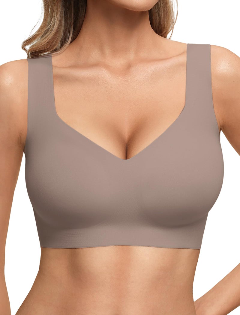 Women's Seamless Wireless Pullover Bralette Lightly Padded Full Coverage T-Shirt Bra with Wide Straps - Image 1