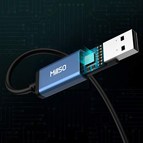 MillSO USB to 3.5mm Audio Jack Adapter, Sapphire Blue TRRS USB to AUX Audio Jack External Stereo Sound Card for Headphone, Speaker, PS4, PC, Laptop, Desktops - 3 Feet - Image 5