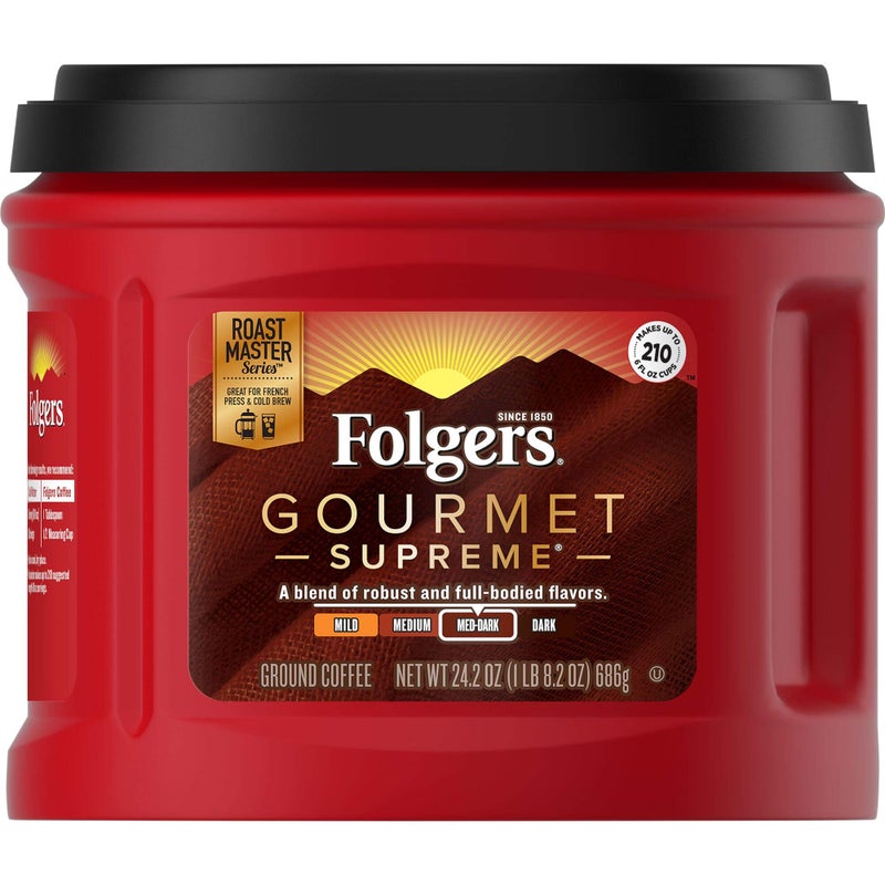 Folgers Gourmet Supreme Medium Dark Roast Ground Coffee, 24.2 Ounces - Image 1