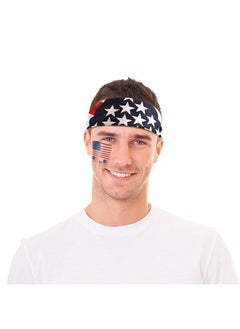 12 Pack American Flag Bandanas Headband USA Flag Kerchief and 12Pcs Tattoo Sticker for July 4th, Patriotic Event Accessories