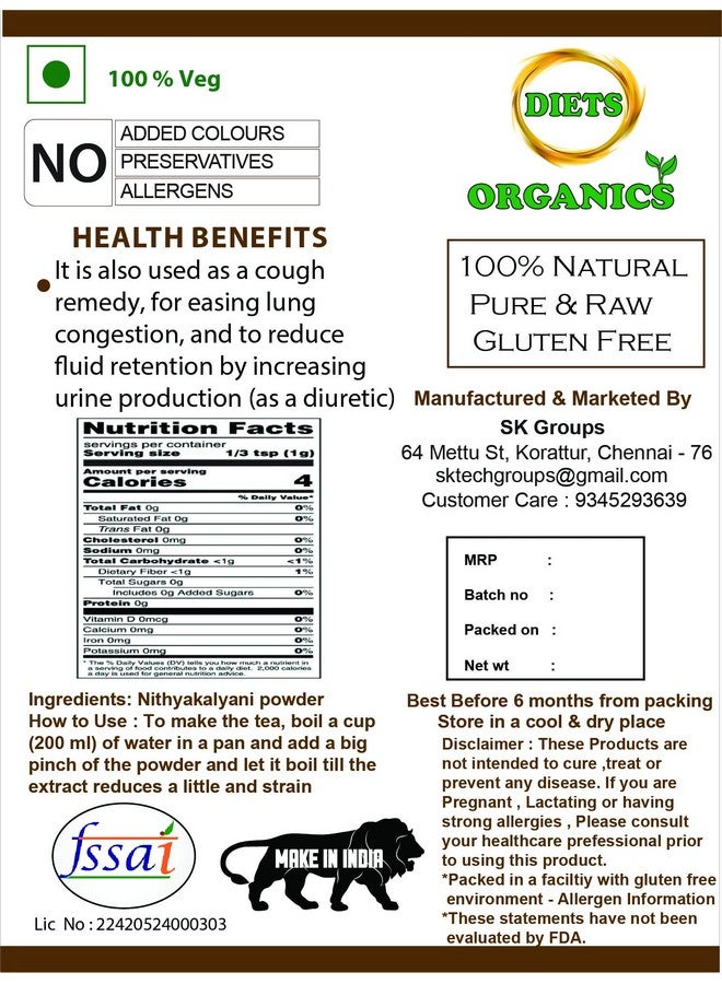 DIETS ORGANICS NithyaKalyani Powder l Catharanthus Roseus Powder -50Gms - Image 3