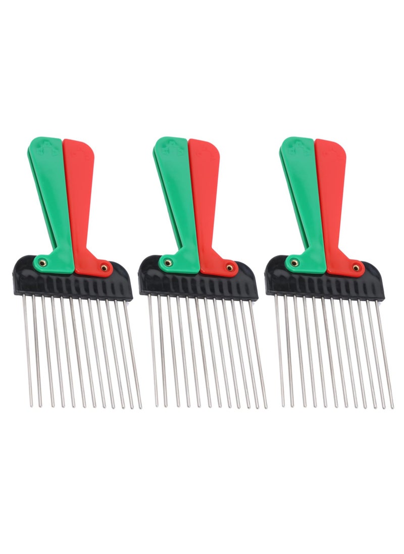 KASTWAVE 3pcs Metal Pick Comb, Portable Folding Handle Wide Tooth Comb for Woman and Men  - Image 1