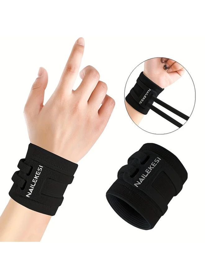 Black L Adjustable Wrist Support Stabilizing Band for Weight Training Exercise Tennis - Image 2